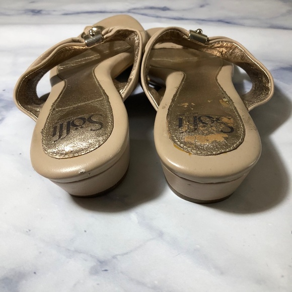 Sofft Brescia Nude Tan Block Heel Leather Sandals - Picture 7 of 8